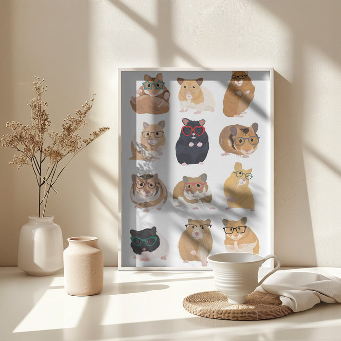 A1 Hamsters In Glasses Framed Art Modern Wall Decor