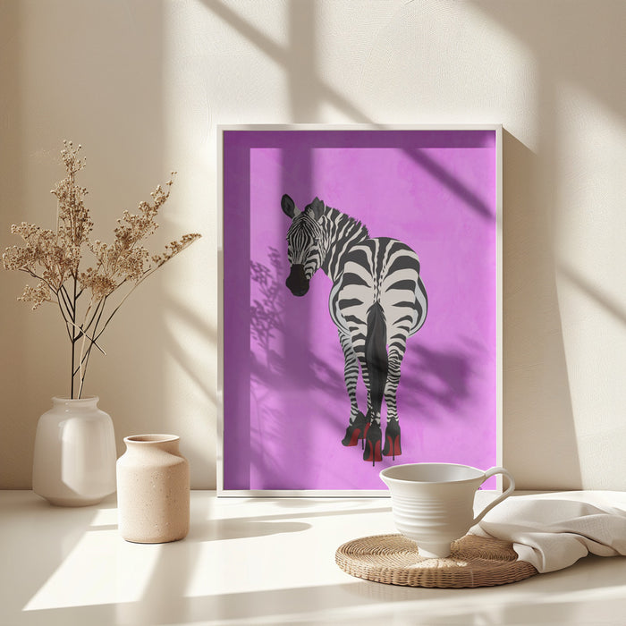 Zebra Shoes pink Framed Art Wall Decor