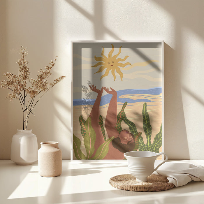 Sun Worship Framed Art Modern Wall Decor