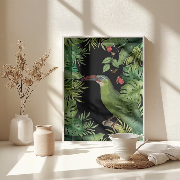 Jungle With Green Toucan Framed Art Modern Wall Decor