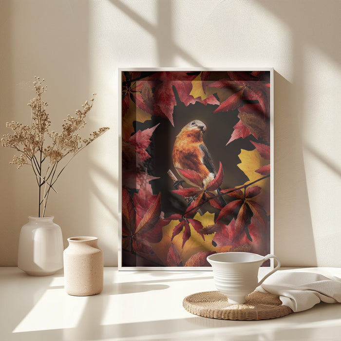 Bird Autumn Framed Art Modern Wall Decor