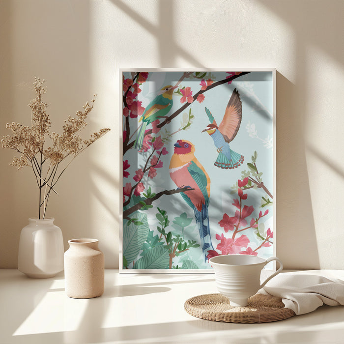 Birds of Summer Framed Art Wall Decor