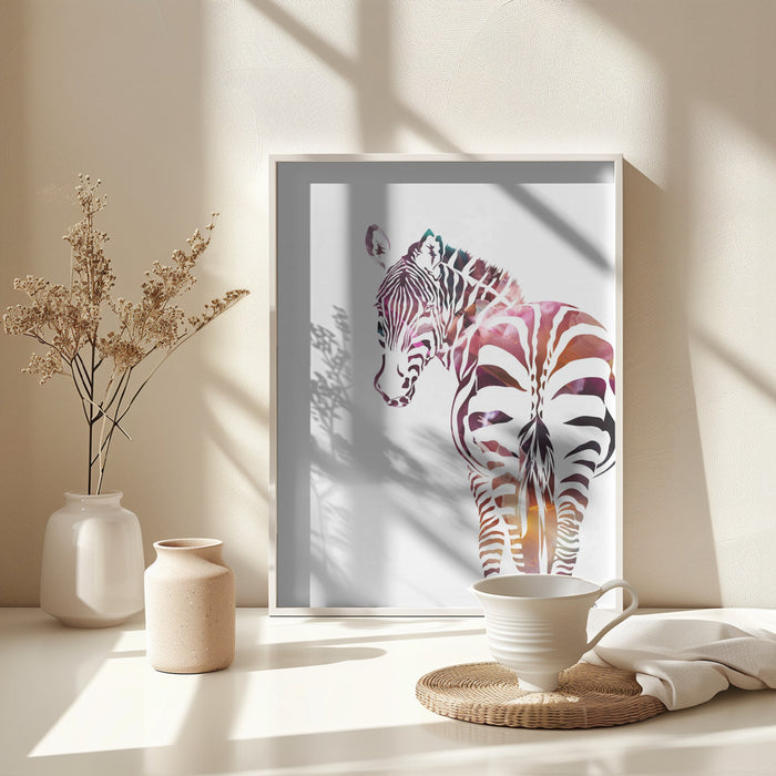 Zebra Silhouette Framed Art Wall Decor