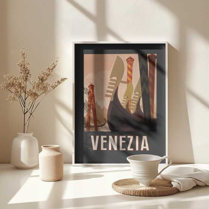 Venezia Poster Dark Framed Art Modern Wall Decor