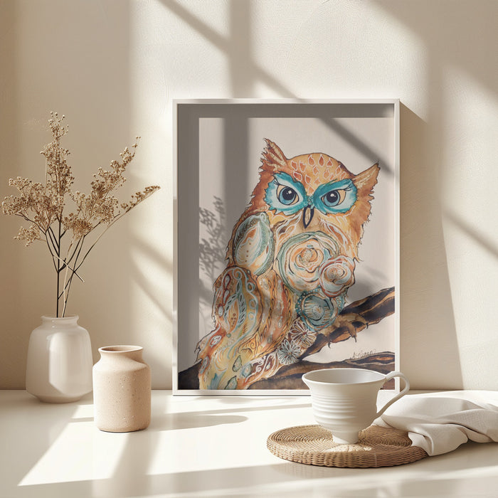 Wise Owl Framed Art Modern Wall Decor