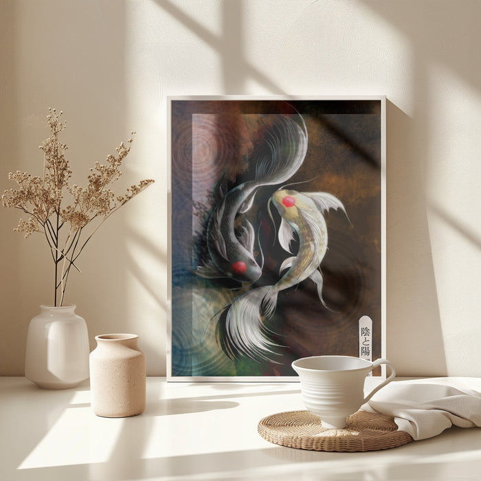 Dark Koi Framed Art Modern Wall Decor