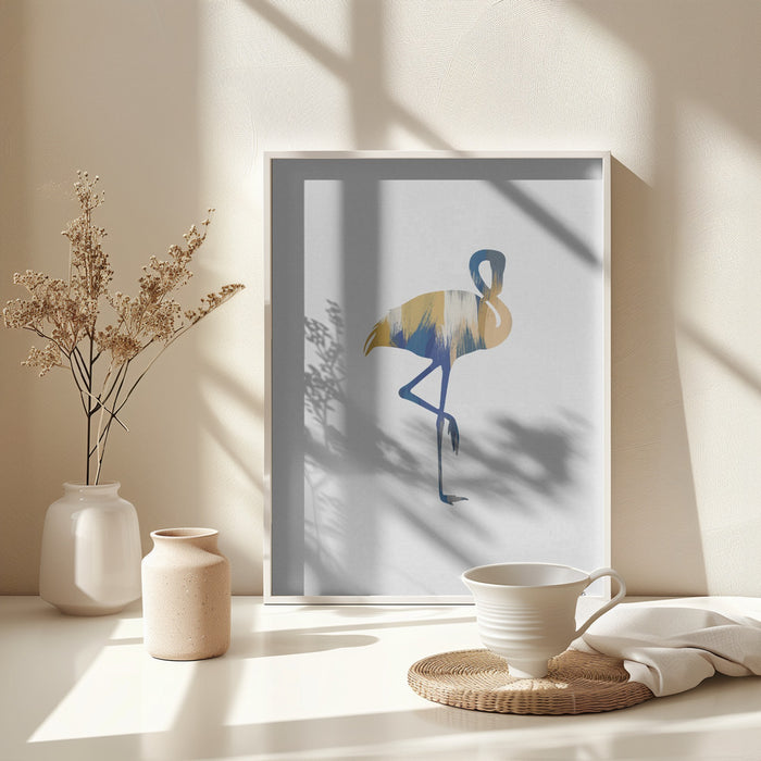 Blue & Yellow Flamingo Framed Art Modern Wall Decor