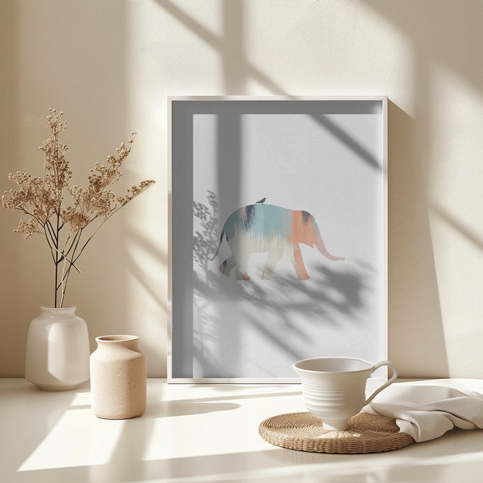 Pastel Elephant Framed Art Wall Decor