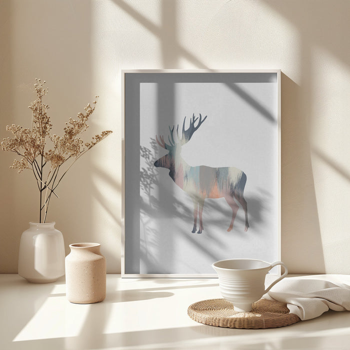 Pastel Moose Framed Art Wall Decor