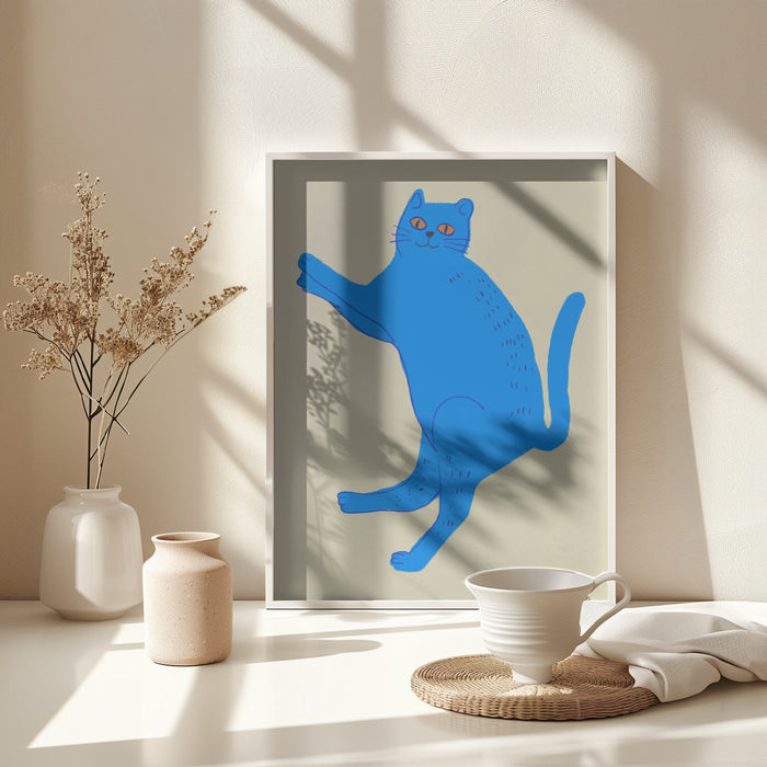 Blue cat Framed Art Modern Wall Decor