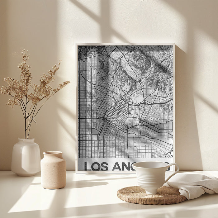 Los Angeles White Framed Art Modern Wall Decor