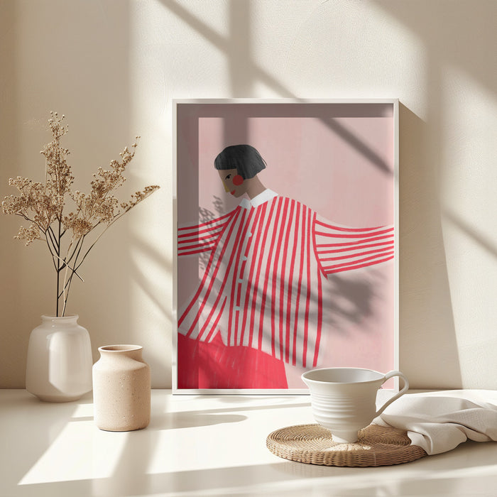 The Woman With the Red Stripes Framed Art Modern Wall Decor