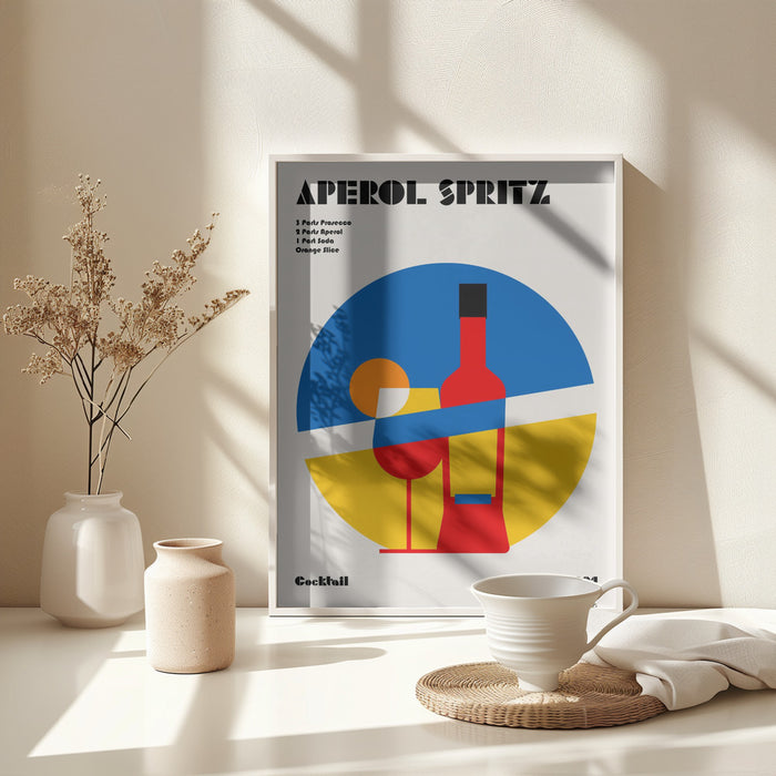 Aperol Spritz Cocktail Bauhaus Art Print Framed Art Modern Wall Decor