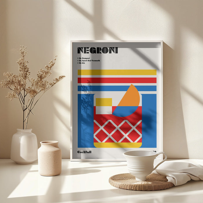 Negroni Bauhaus Cocktail Framed Art Modern Wall Decor