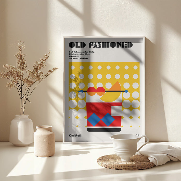 Old Fashioned Bauhaus Cocktail Framed Art Modern Wall Decor