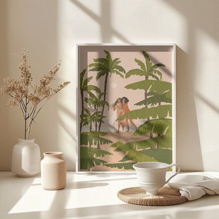 Tropical Paradise Framed Art Modern Wall Decor