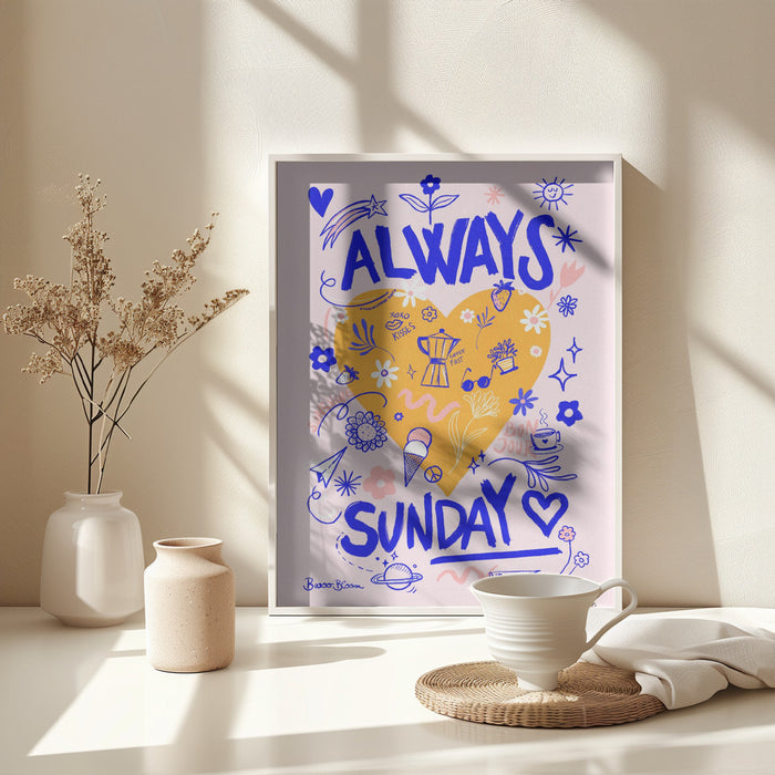 Always Sunday Framed Art Modern Wall Decor