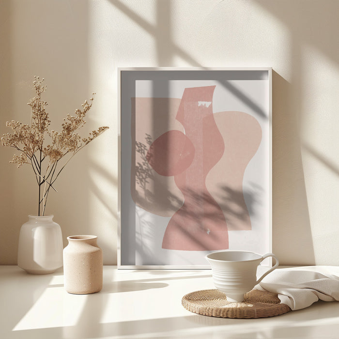 Peach Paper Cut Composition No.1 Framed Art Modern Wall Decor