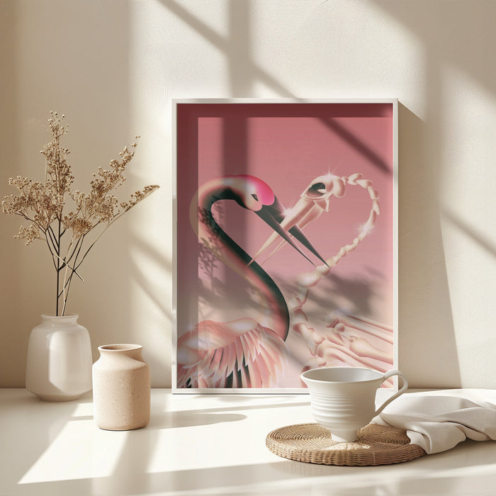 Two Cranes Framed Art Modern Wall Decor