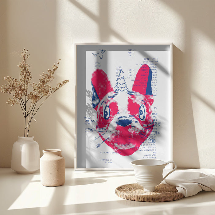 Absurd French Bulldog with a Tree Framed Art Modern Wall Decor