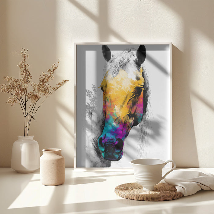 Horse Wild Tribal Illustration Art 08 Framed Art Modern Wall Decor