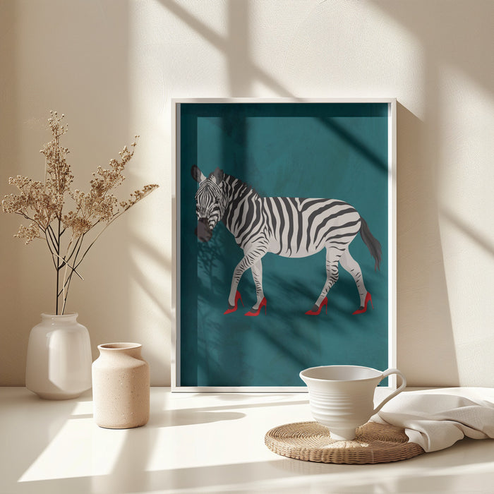 Zebra in heels 2 Framed Art Wall Decor