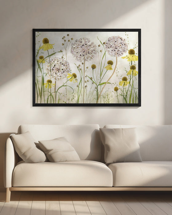 Alliums and heleniums Landscape Framed Art