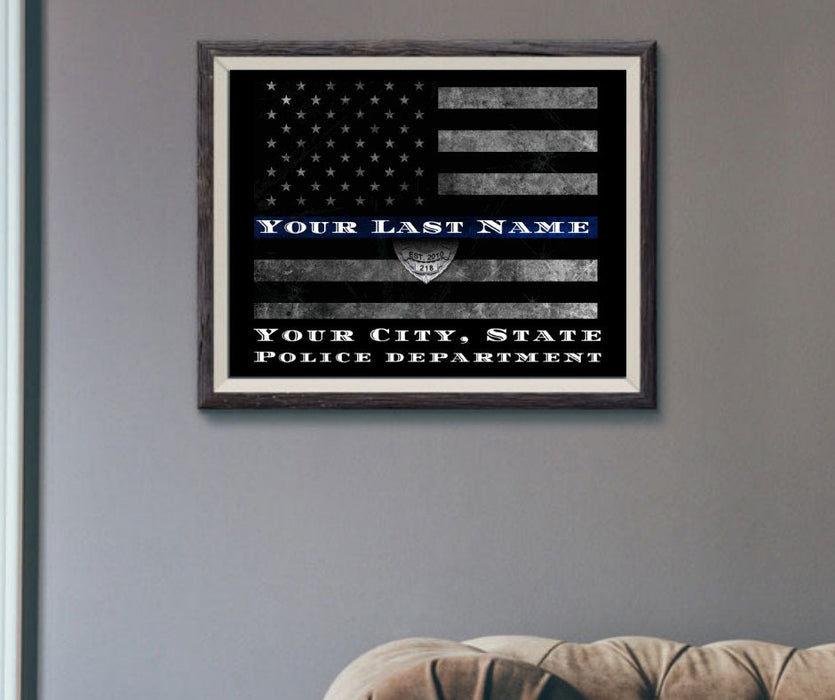 Police officer Gift Blue Line Sign Custom retirement Gift