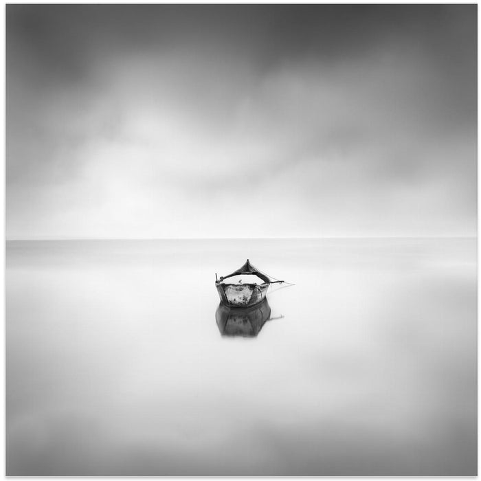 Lonely boat Square Canvas Art Print