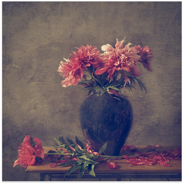 Still life Peony Square Canvas Art Print