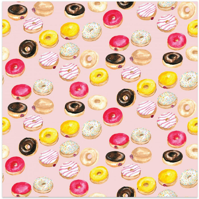 Watercolor donuts pattern in pink Square Canvas Art Print