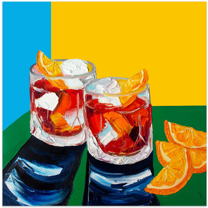 Negronis No2 Square Canvas Art Print