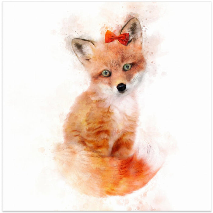 Baby Fox Square Canvas Art Print