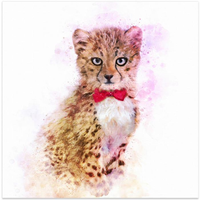 Baby Cheetah Watercolor Square Canvas Art Print