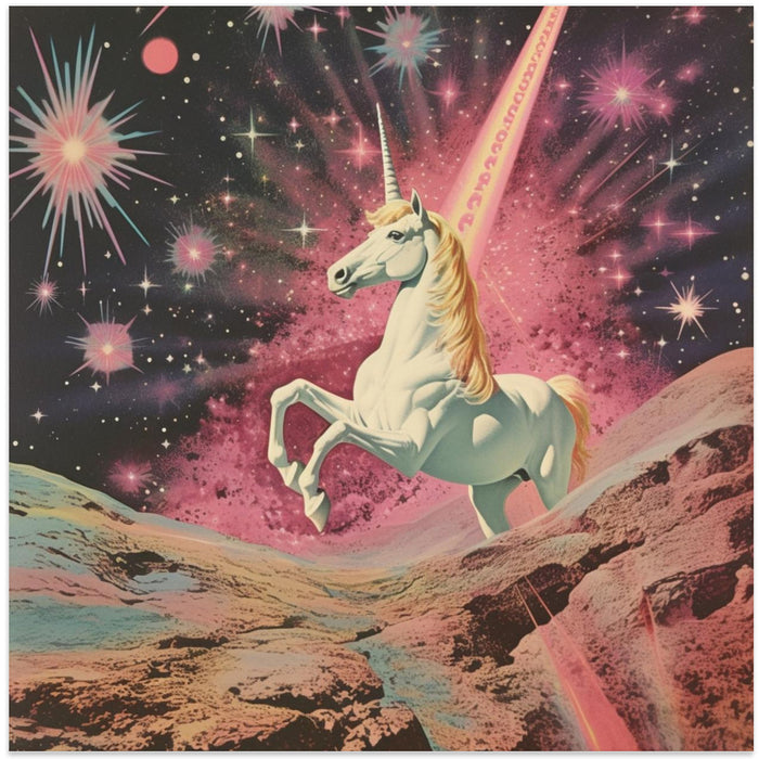 Magic Unicorn Collage Art Square Canvas Art Print