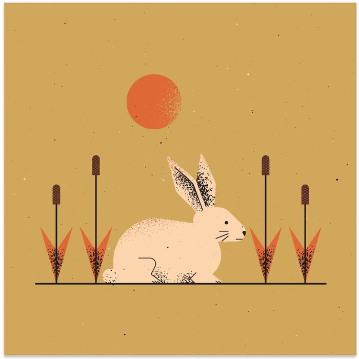 White Rabbit Square Canvas Art