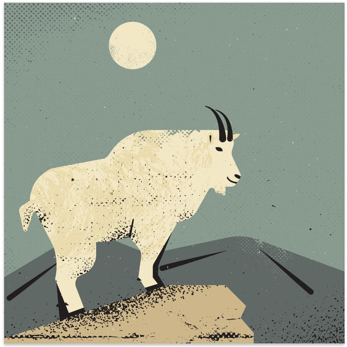 Mountain Goat Square Canvas Art Print