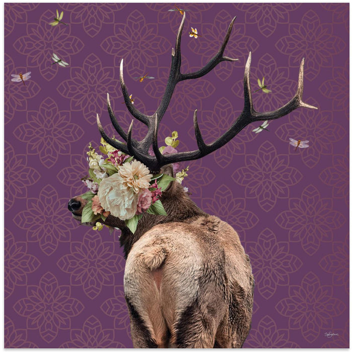 Spring Flower Bonnet On Deer Square Poster Art Print by Sue Skellern