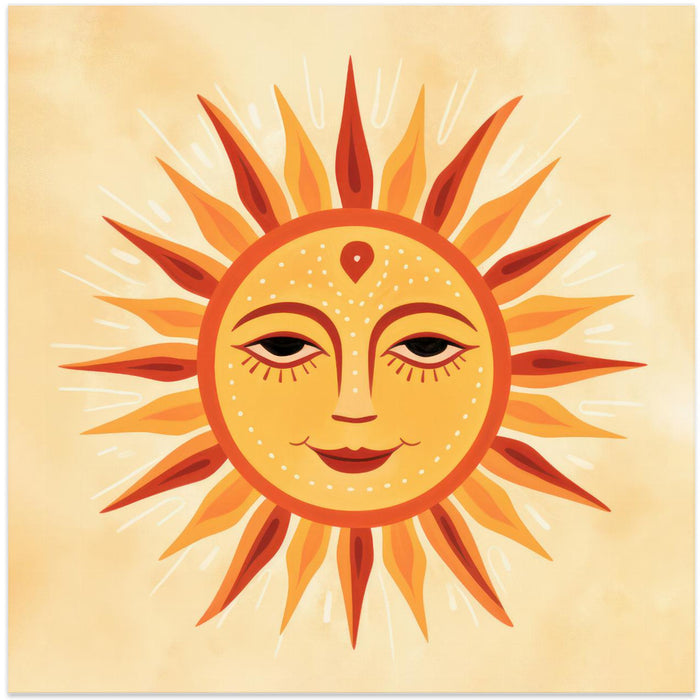 Whimsical Sun Face 2 Square Canvas Art Print