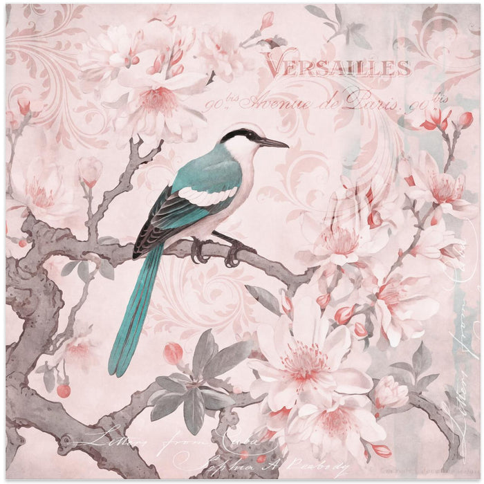 Pastel Pink Springbird Square Canvas Art Print