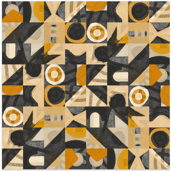 Mid Century Grid Pattern Eight Square Canvas Art Print