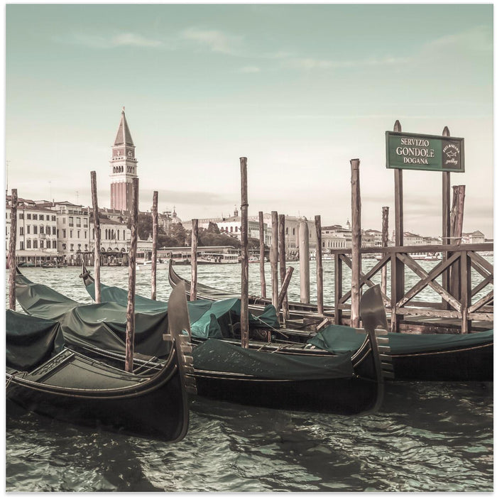 VENICE Grand Canal and Gondolas | urban vintage style Square Canvas Art Print