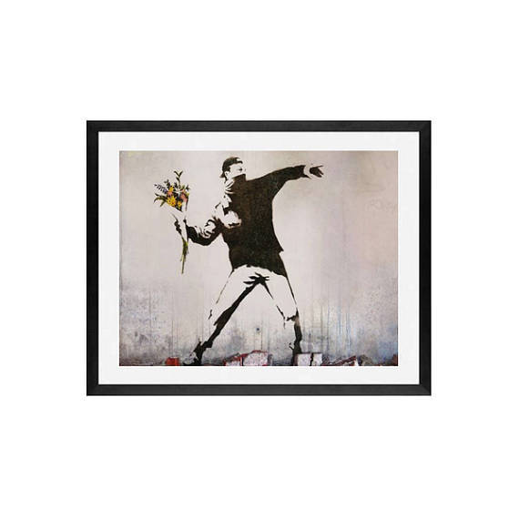 Banksy Rage Flower Thrower Graffiti art