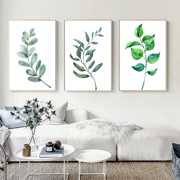 Artwork Set of 3 Tropical Leaf Framed Art Print Set Botanical Home Wall Art