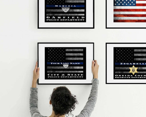 Thin Blue Line Police officer or Firefighter Thin Red Line  Art Picture Frame Store New Jersey