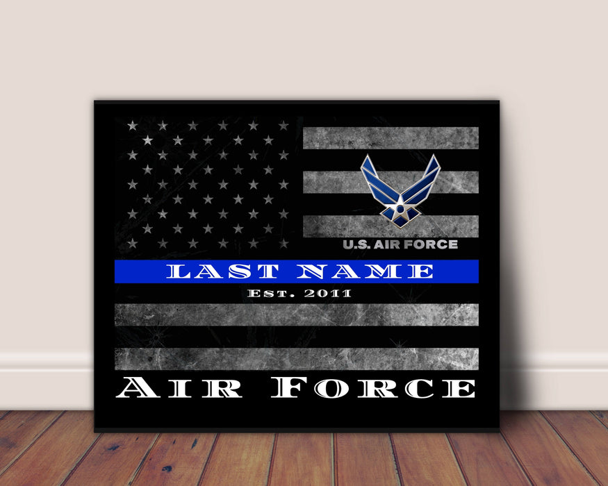 US Air Force Thin BLUE Line Flag wall art for US Air Force