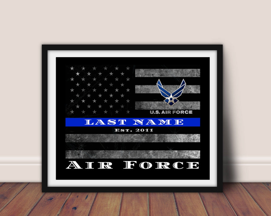 US Air Force Thin BLUE Line Flag wall art for US Air Force