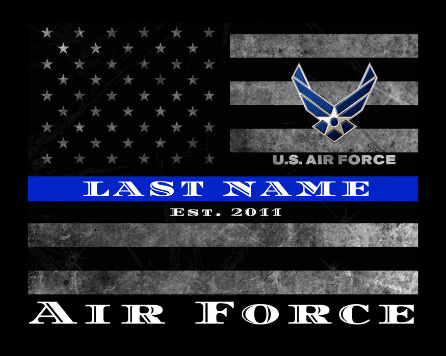 US Air Force Thin BLUE Line Flag wall art for US Air Force