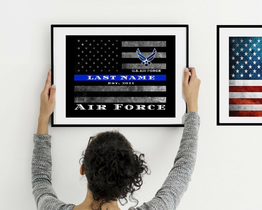 US Air Force Thin BLUE Line Flag wall art for US Air Force