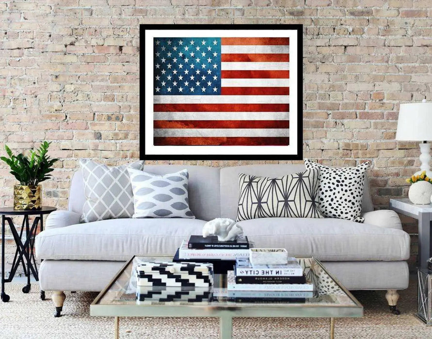 USA Flag State art Vintage American Flag Print Picture Frame Store New Jersey